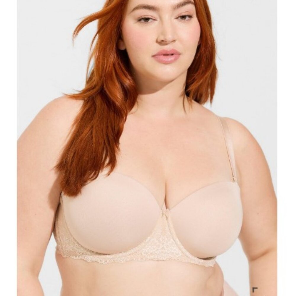 Torrid NWT Bombshell Everyday Multiway Nude Lace Strapless Bra 40G